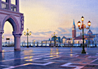 A watercolour painting of San Marco, Venice before dawn by Margaret Heath RSMA
